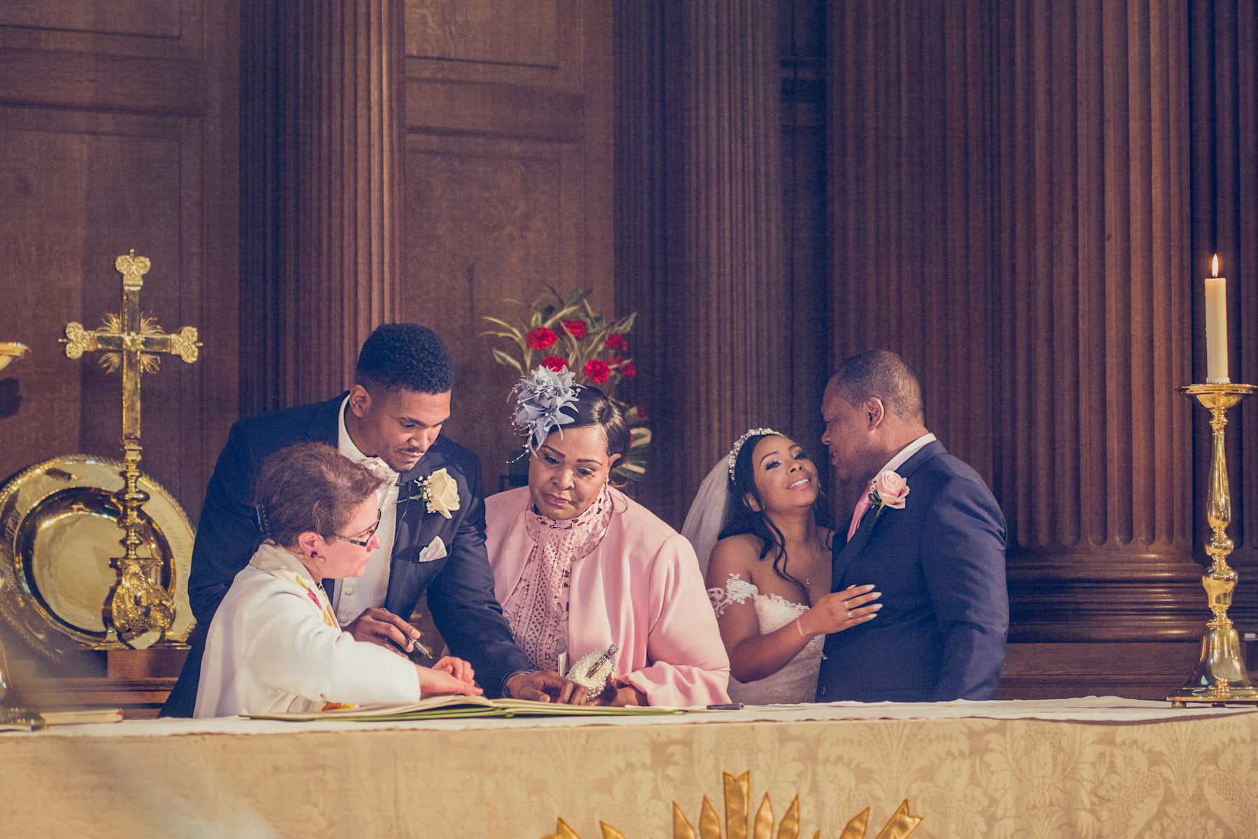 Wedding signature done after the ceremony done in St Alfege Church, Greenwich