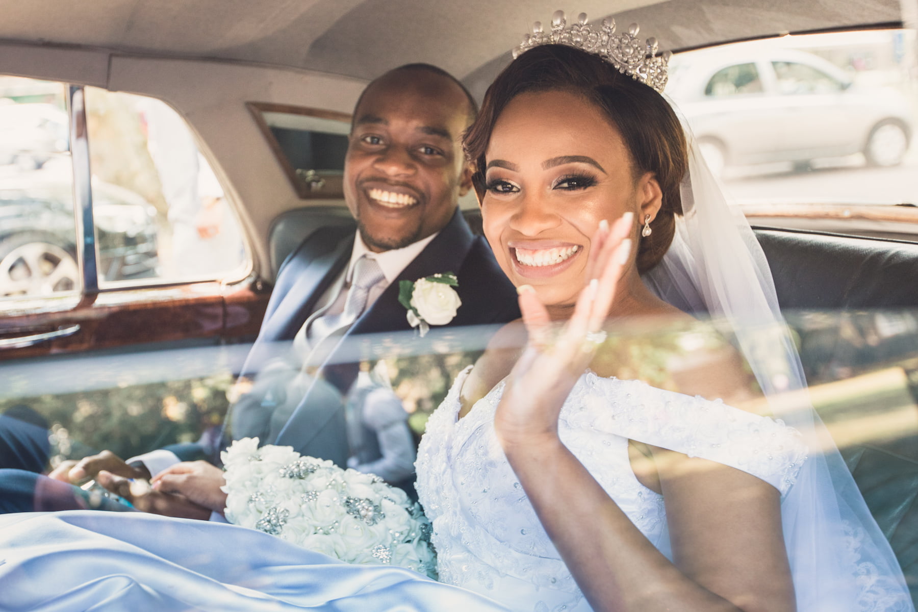 Beautiful and sincere smile after the bride and groom done their wedding ceremony in Holy Trinity Brompton Church, South Kensington