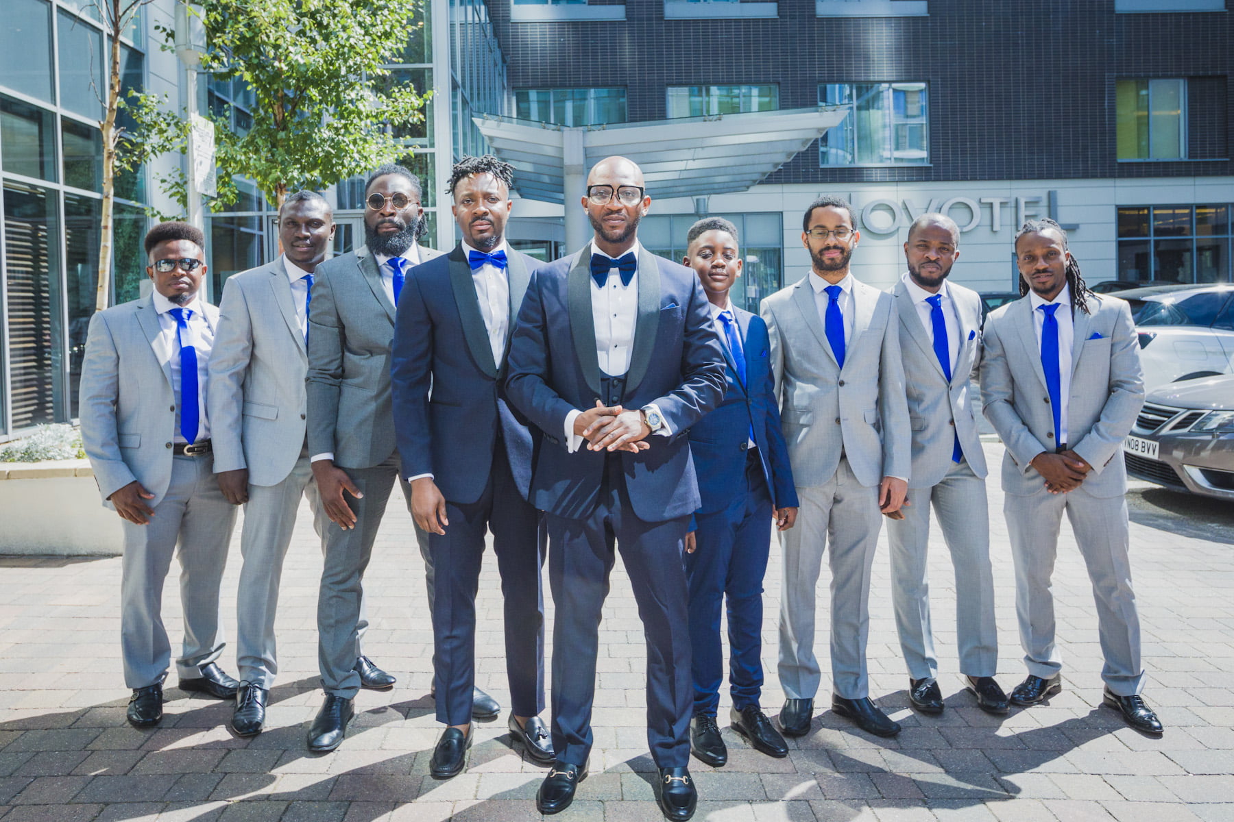 What a stylish British Nigerian groom and his groomsmen during the wedding day in Greenford, Southall