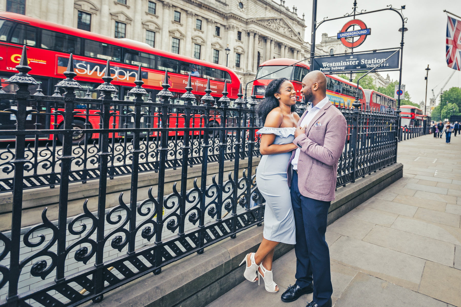 Engagement photography and engagement videography service with a British Nigerian couple in Westminster, St James Park, London