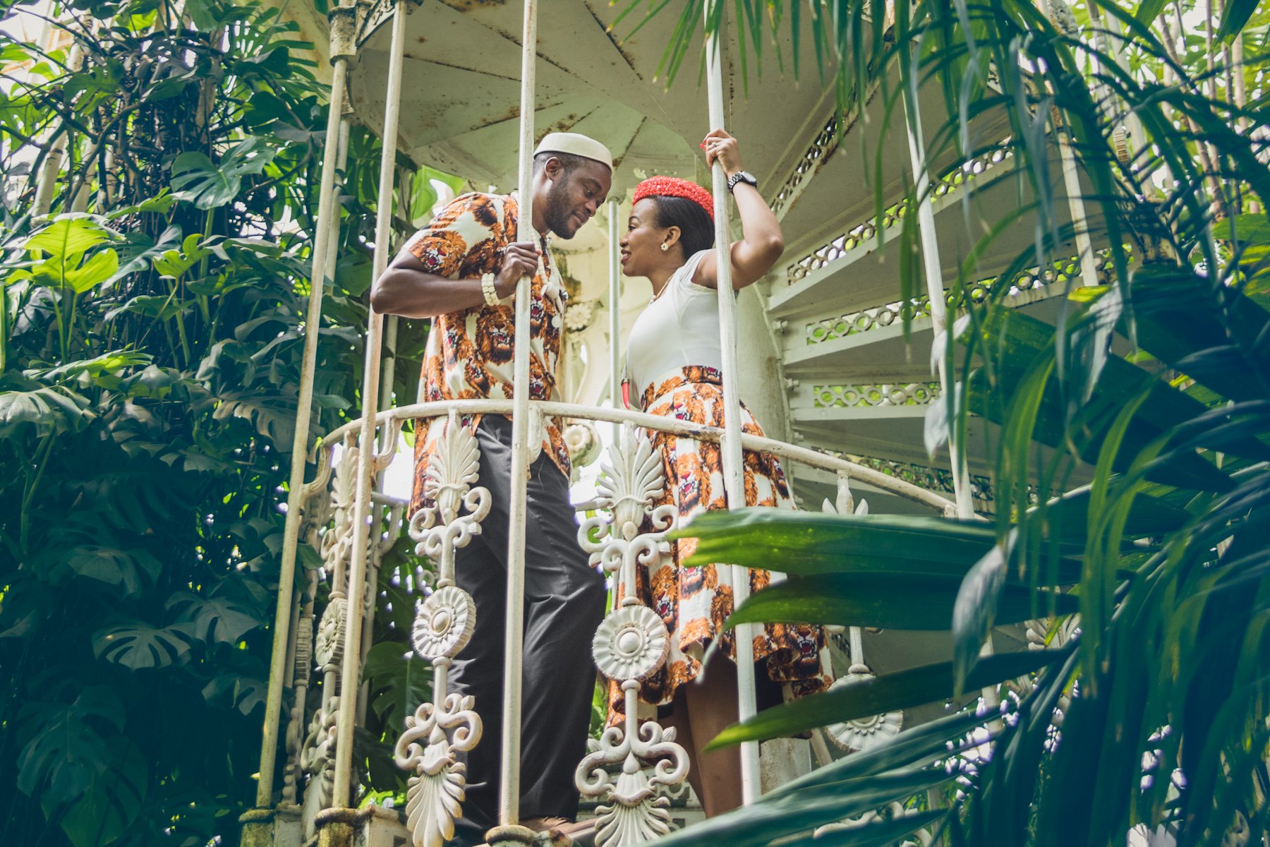 Kew Garden Engagement photo shoot with a British Nigerian couple