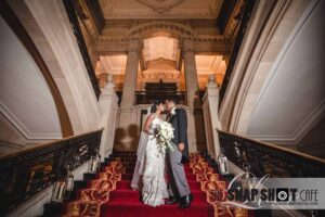 The couple had a rather western style banquet, but Indian food was on the menu. We shot their cake cutting, speeches, first dance, also guest party dance, and their bridesmaids' and groomsmen' special performance dance which looked so special for the couple. At the end of the day, we took some more couple portraits with the beautiful, romantic fairy light in the venue!